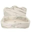Calacatta White Marble Wall Mount Bathroom Sink 24x16 With Backsplash