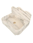 Calacatta White Marble Wall Mount Bathroom Sink 24x16 With Backsplash
