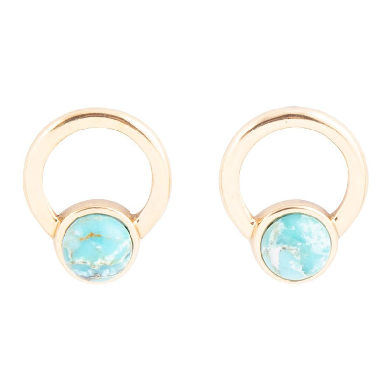 Calgary Blue Turquoise Post Golden Earrings