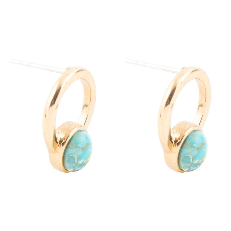Calgary Blue Turquoise Post Golden Earrings