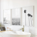 Black White Coastal Wall Art Set: Palms, Ocean, Lifeguard by Wall Art Set