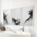 Black White Mountain Landscape Art Set of 3. Calming Nature by Wall Art Set