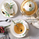 GobekUsa Camellia Floral Tea Set Bone China Glass Teapot & Ceramic Teacup Pot Strainer