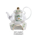 GobekUsa Camellia Floral Tea Set Bone China Glass Teapot & Ceramic Teacup Pot Strainer