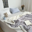 GobekUsa Camellia Jacquard Lamb Wool Blanket - Double-Layer Cozy Quilt