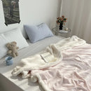 GobekUsa Camellia Jacquard Lamb Wool Blanket - Double-Layer Cozy Quilt
