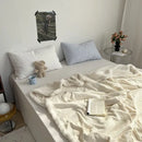 GobekUsa Camellia Jacquard Lamb Wool Blanket - Double-Layer Cozy Quilt