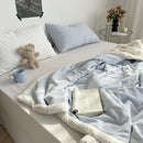 GobekUsa Camellia Jacquard Lamb Wool Blanket - Double-Layer Cozy Quilt