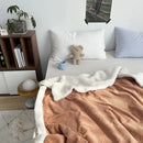 GobekUsa Camellia Jacquard Lamb Wool Blanket - Double-Layer Cozy Quilt
