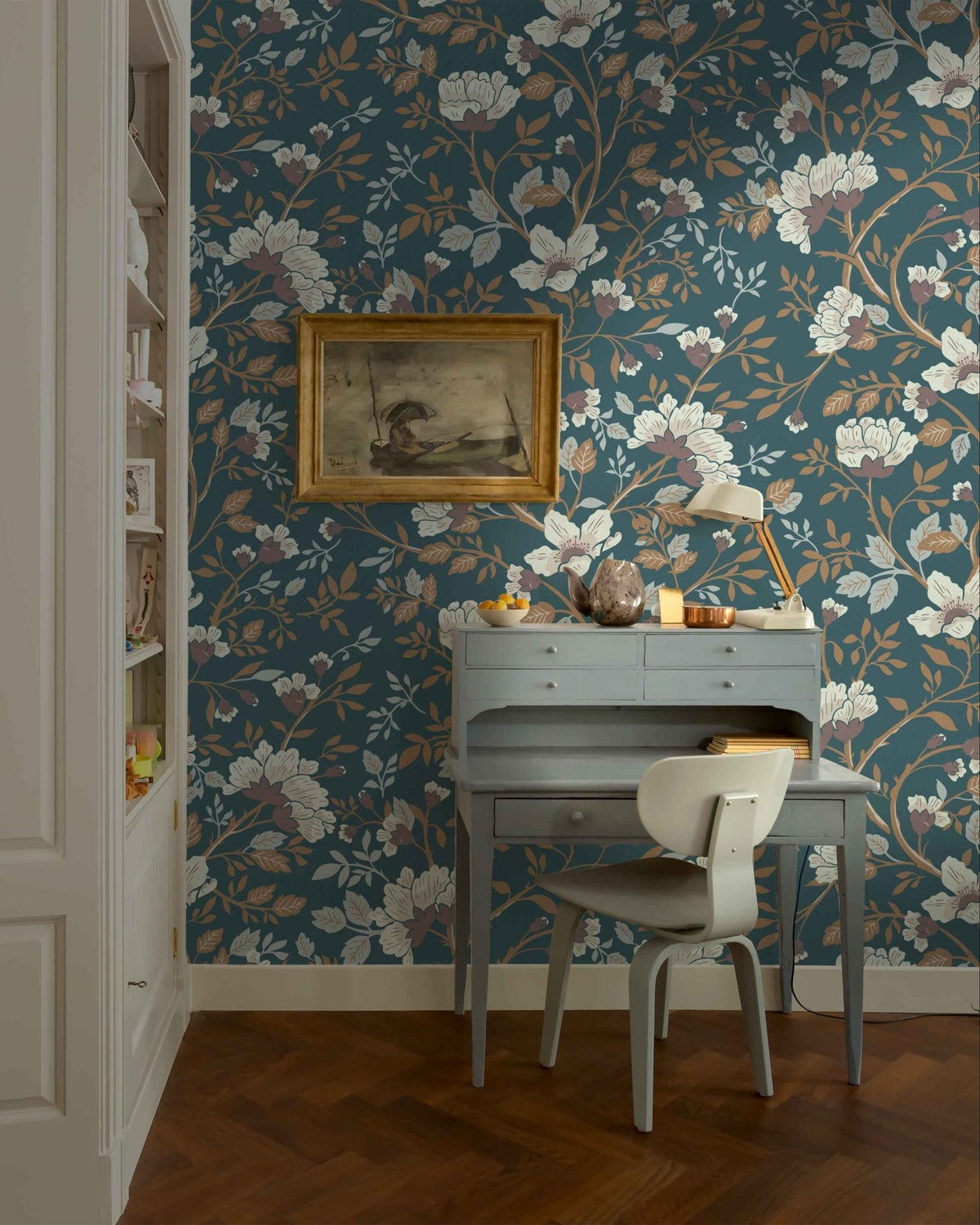 Camellia Study Wallpaper in Cobalt Dust, photo 4 of 4
