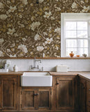 Camellia Study Wallpaper in Golden Vine