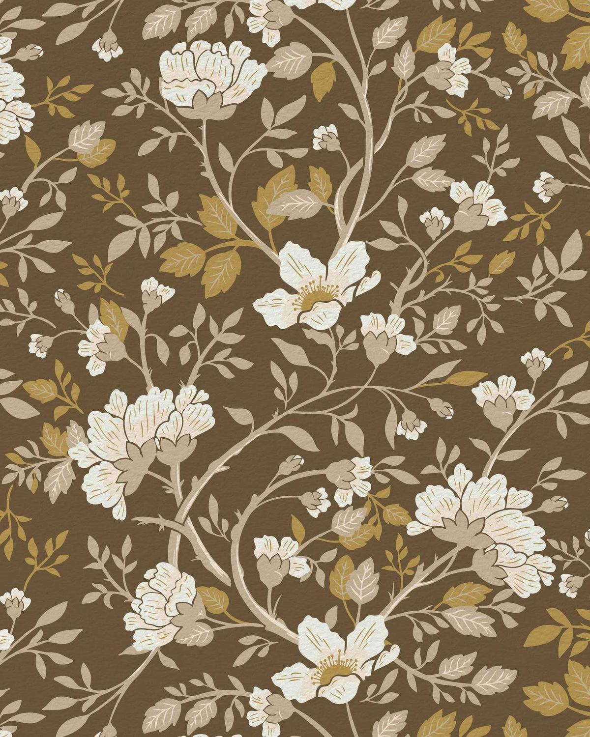 Camellia Study Wallpaper in Golden Vine, photo 2 of 4
