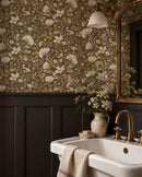 Camellia Study Wallpaper in Golden Vine