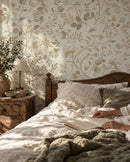 Camellia Study Wallpaper in Natural Linen