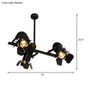 GobekUsa Art Deco Black Finish Camera Spotlight: 3-Light Metallic Island Lighting Fixture for Dining Table