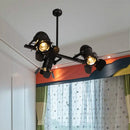 GobekUsa Art Deco Black Finish Camera Spotlight: 3-Light Metallic Island Lighting Fixture for Dining Table