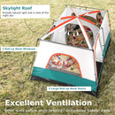 6-8 Person Camping Tent with Double Rooms and 2 Doors-Green