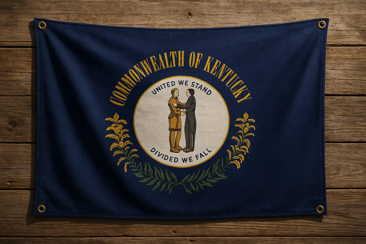 Kentucky Flag with Grommets Along the Edges for Wall Hanging