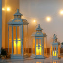 Set of 3-20''&14"&10" H Candle Lanterns (White with Gold Brush)