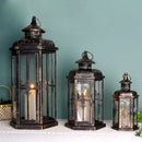 Set of 3-20.5''&14"&10"H Candle Lanterns(Black with Gold Brush)