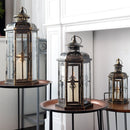Set of 3-20.5''&14"&10"H Candle Lanterns(Black with Gold Brush)