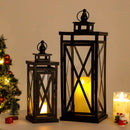 20'' & 11'' High Metal Candle Holder Hanging Lanterns with Tempered Glass by JHY DESIGN