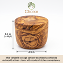 Mediterranean Olive Wood Salt Cellar Canister with Swivel Lid