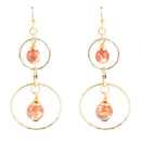 Canyon Red Magnesite Double Drop Golden Earrings