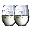 Set of 2 Zodiac Sign Wine Glasses with 2 Wooden Coasters (Capricorn)