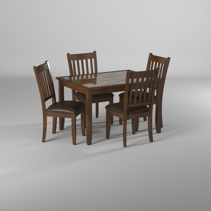 Capitola Faux Marble 5 Piece Dinette Set, Espresso