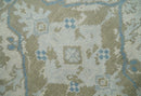 Traditional Turkish Blue Beige Ivory Hand Knotted Wool Area Rug 8x10 - Low Pile