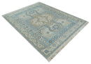 Cappadocia Rug 8x10 Hand Knotted Turkish Blue, Beige and Ivory Traditional Antique Persian Low Pile Area Rug | AC31810