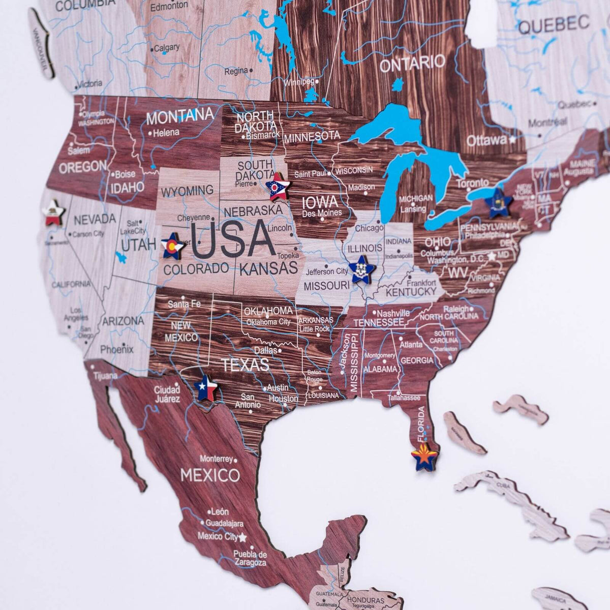2D Wooden World Map Cappuccino, photo 6 of 9