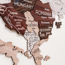3D Europe Wooden Map Cappuccino