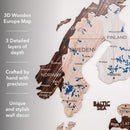 3D Europe Wooden Map Cappuccino