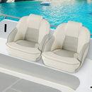 Captain Bucket Seat with Waterproof PVC Leather for Boat Sightseeing-White by LJGDeals