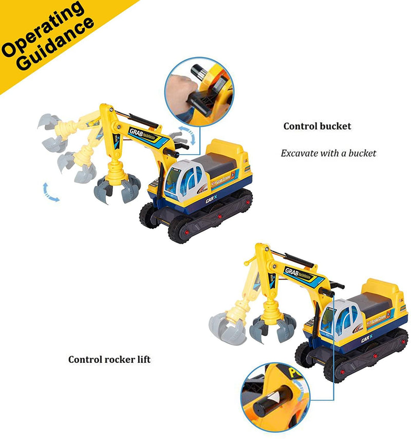 2-in-1 Kids Ride-on Crane Construction Grabber Toy with Engineering Hat