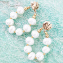 Carly White Pearl Complete Loop Golden Post Earrings