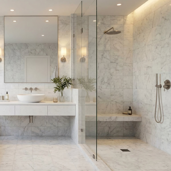 Carrara White Polished Marble Floor Tile Premium Elegant Style
