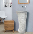 GMStone White Marble Pedestal Sink Round 16x16 Inch