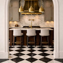 Black, Carrara T Polished Checkerboard Pattern Marble Tiles 12x12