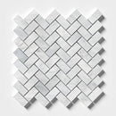 Carrara T Honed Herringbone Marble Mosaics 12 1/8x13 3/8