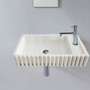 Carrara White Marble Wall-mount Bathroom Vanity Sink Fluted/Reeded (W)12" (L)20" (H)4" bathroom view