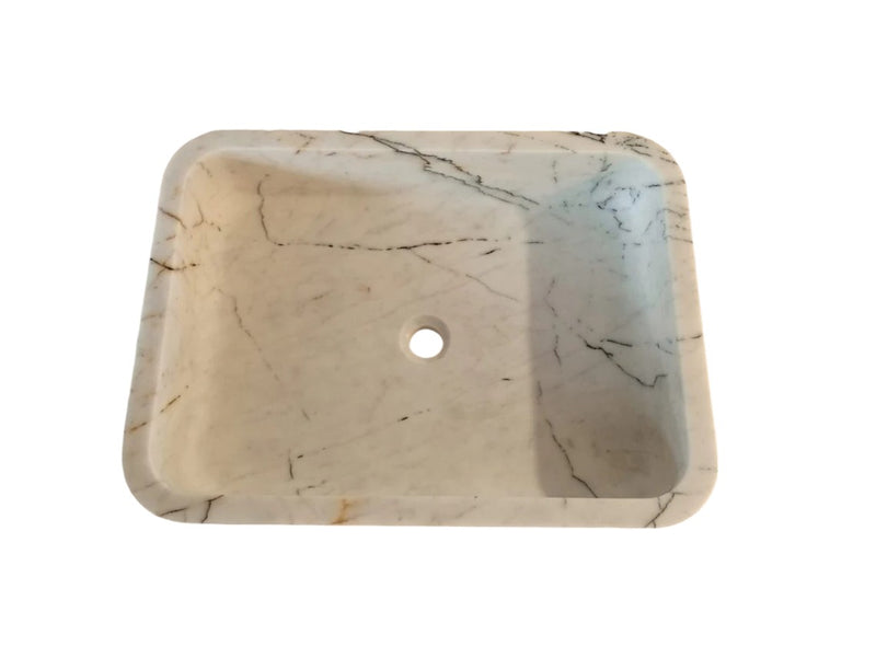 Carrara White Marble Above Vanity Bathroom Sink (W)16" (L)24" (H)5"