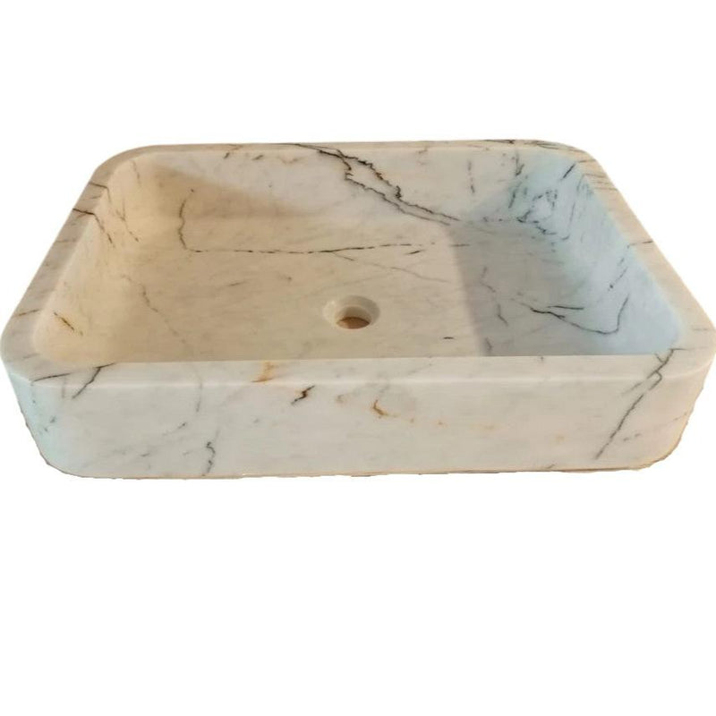 Carrara White Marble Above Vanity Bathroom Sink (W)16" (L)24" (H)5"