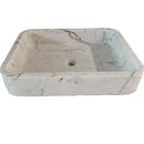 Handcrafted Carrara White Marble Wall Mount Bathroom Sink 16x24