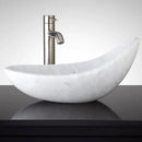 Handcrafted White Turkish Marble Asymmetric Vessel Bathroom Sink