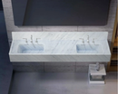 Elegant Fluted Carrara White Marble Bathroom Double Sink Wall Mounted