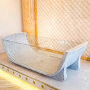Carrara White Marble Bathtub Polished Tempered Glass Walls 32x79