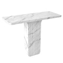 Carrara White Marble Designer Console Polished (W)15" (L)40" (H)32" angle view